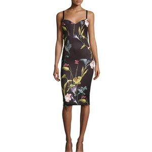 Ted Baker London lisa Oriental Floral Midi Dress in Black Ted Size 3/US Size 8